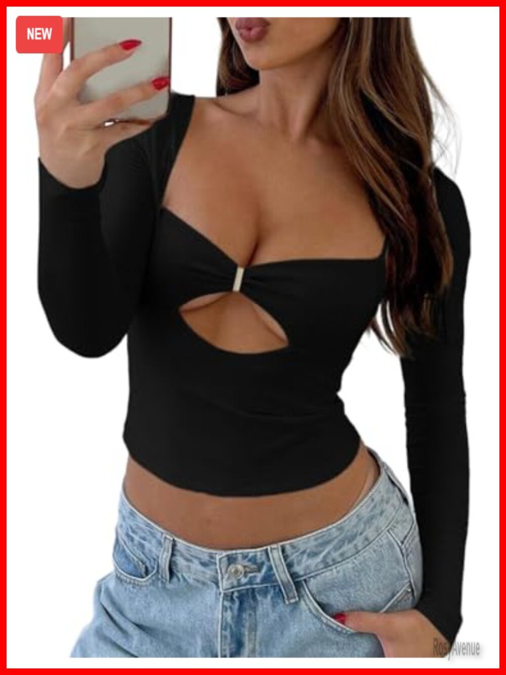 Sweetheart Neck Long Sleeve Crop Top Fitted Going Out